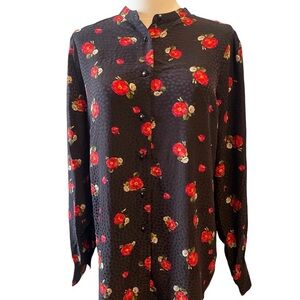 The Kooples English Flower Jacquard Silk Blend Shirt, Size Small, NWT